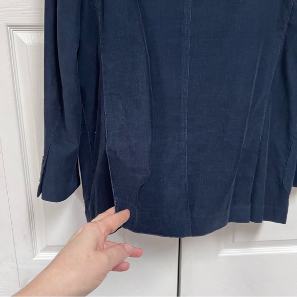 T Harris London Mens Jacket Size Large Corduroy Navy Blue with Emblem - Picture 7 of 12